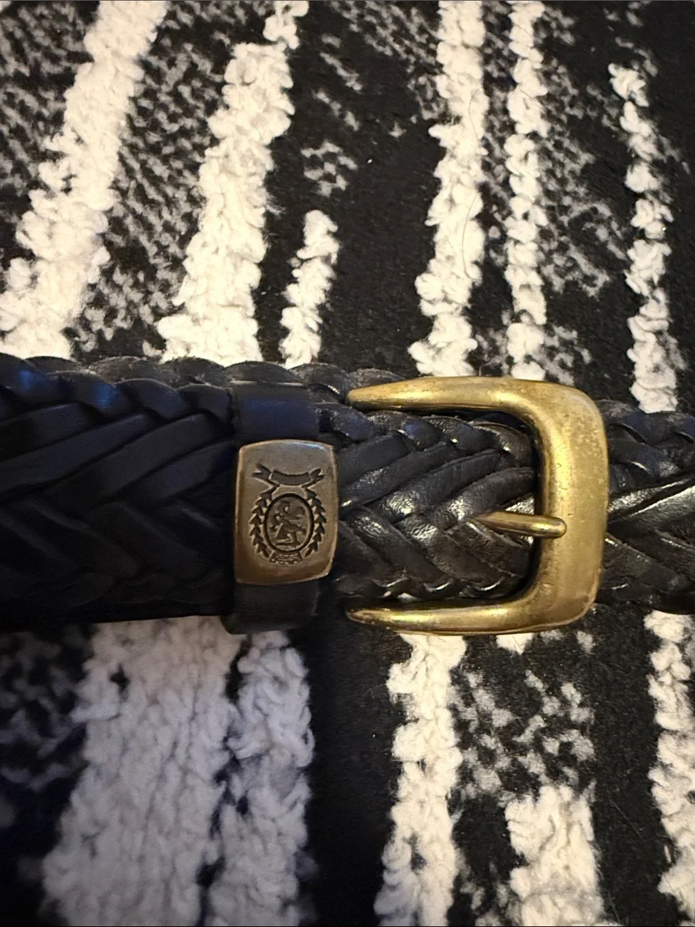 Vintage Tommy Hilfiger leather Woven Leather Men's Belt with Brass Buckle